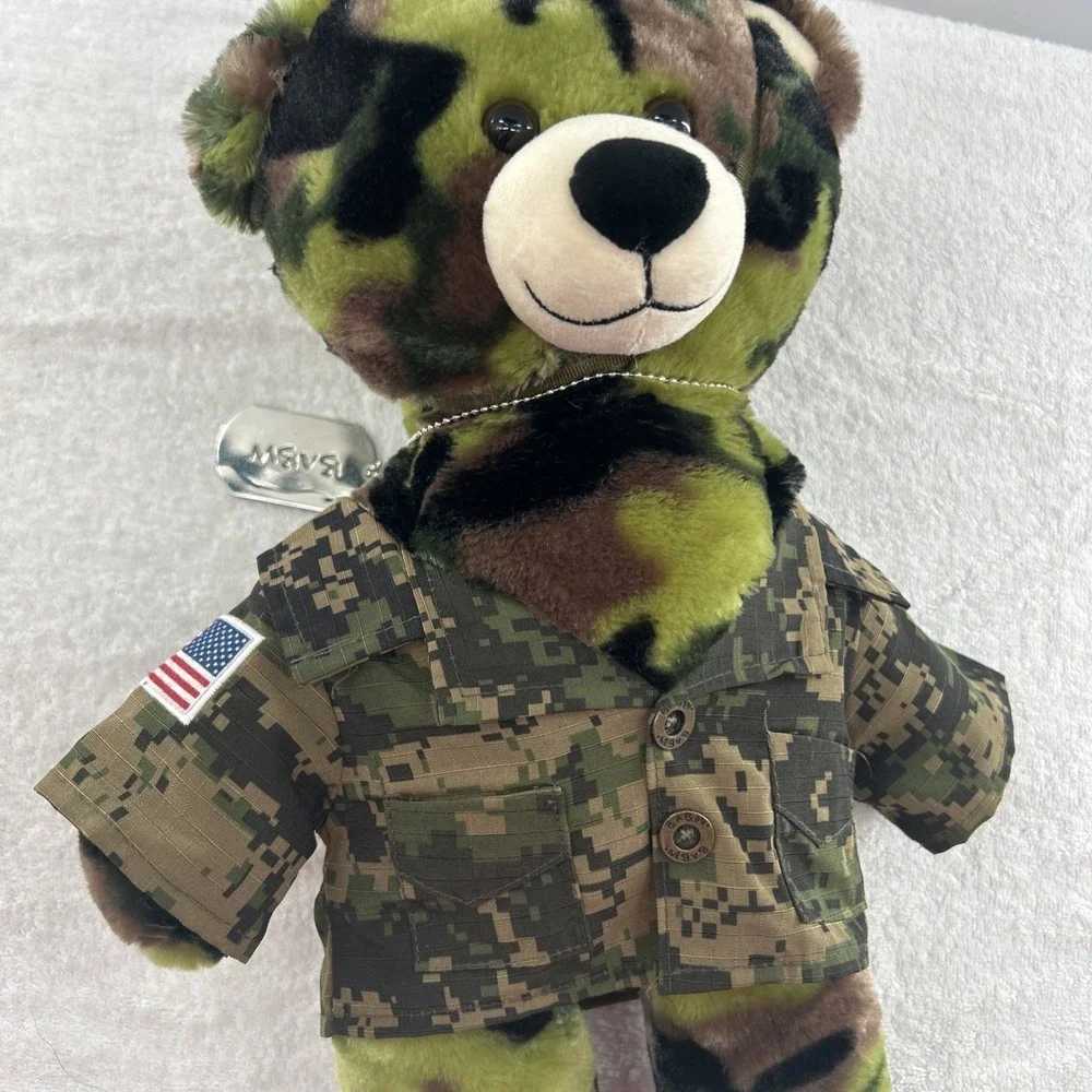 Build A Bear Workshop Camo Camouflage Teddy Bear Plush Stuffed Animal BAB 16